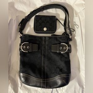Twofer- Coach, jacquard black signature bag and square signature wallet